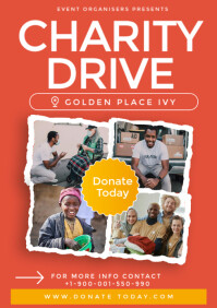 Red Maximalist Charity Drive Flyer  A3 template