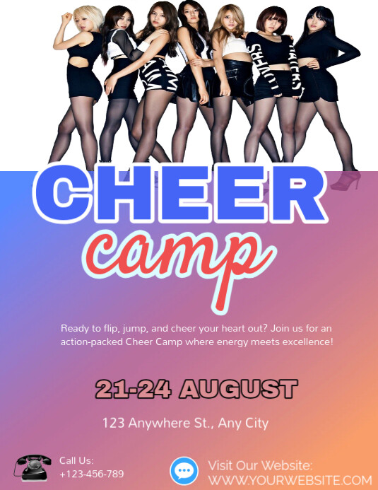 Red Maximalist Cheer Camp Flyer (us Letter) template