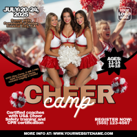 Red Cheerleading Camp Instagram Post Square Flyer template