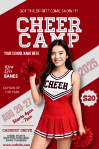 Red Maximalist Cheer Camp Poster template