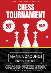 Red Maximalist Chess Tournament Flyer  A3 template
