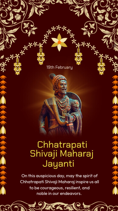 Red Maximalist Chhatrapati Shivaji Maharaj Jayanti Digital Display (9:16) template