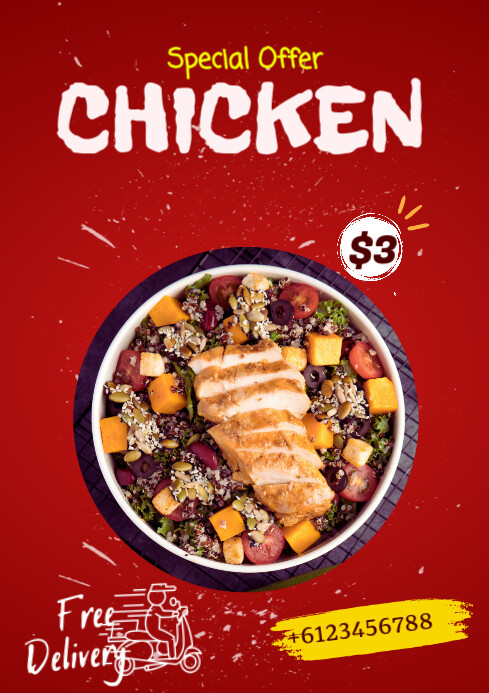 Copy of Red Maximalist Chicken A4 | PosterMyWall