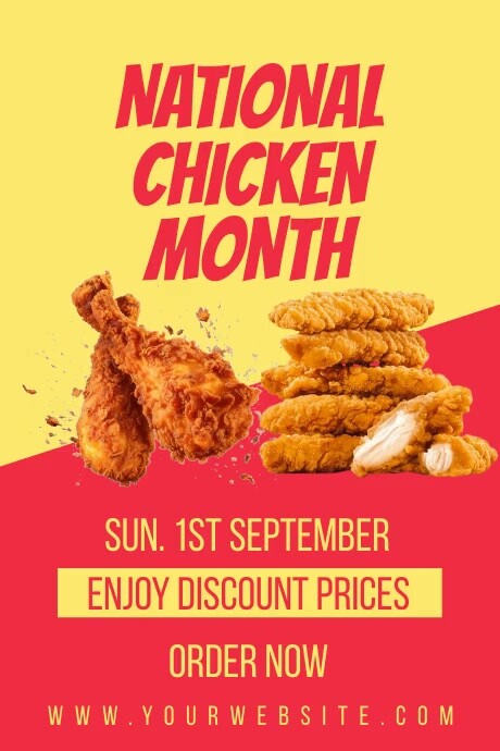 Red Maximalist Chicken Month Poster Template | PosterMyWall