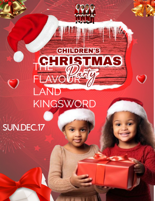 Red Maximalist Children's Christmas Party Flyer (us Letter) Template ...