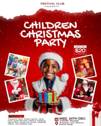 Red Maximalist Children Christmas Party Template  Instagram Portrait