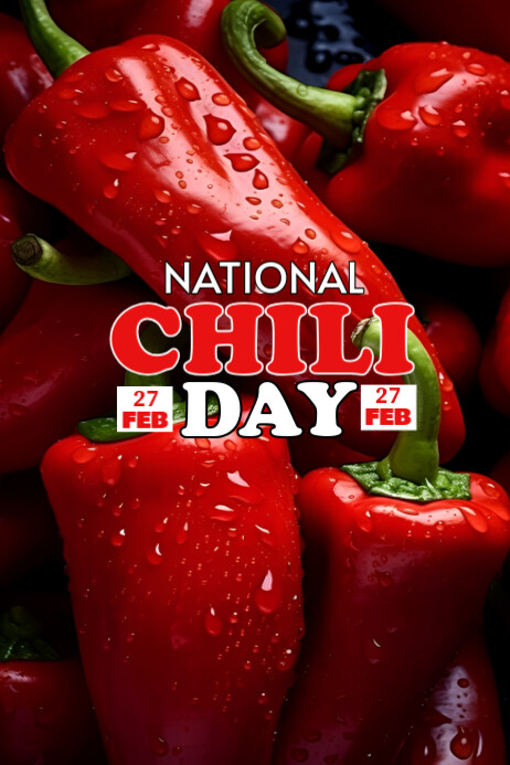 Red Maximalist Chili Day Poster Plakkaat template
