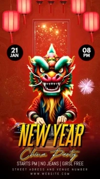 Red Maximalist China New Year Instagram Story template