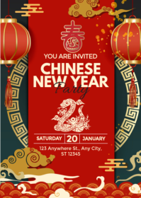 Red Maximalist Chinese New Year A6 template