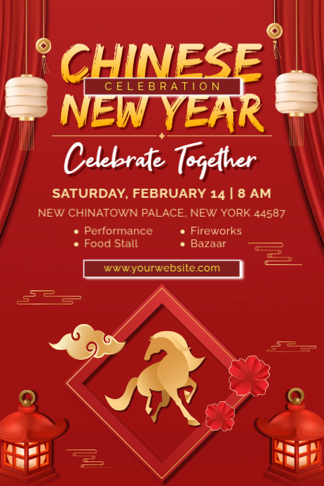 Red Maximalist Chinese New Year Celebration Poster 2026 Year Of The ...