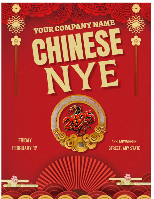 Copy of Red Maximalist Chinese New Year Eve Template Flyer (us Letter ...