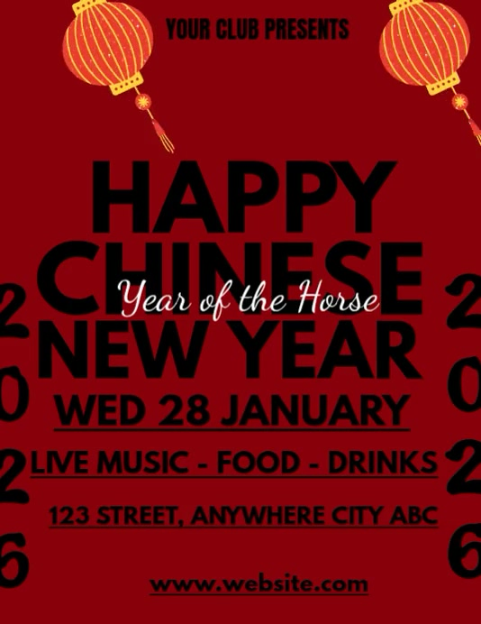 Red Maximalist Chinese New Year Flyer (us Letter) Template | PosterMyWall