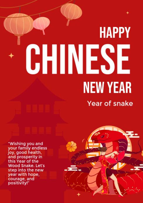 Copy of Red Maximalist Chinese New Year Flyer A4 | PosterMyWall