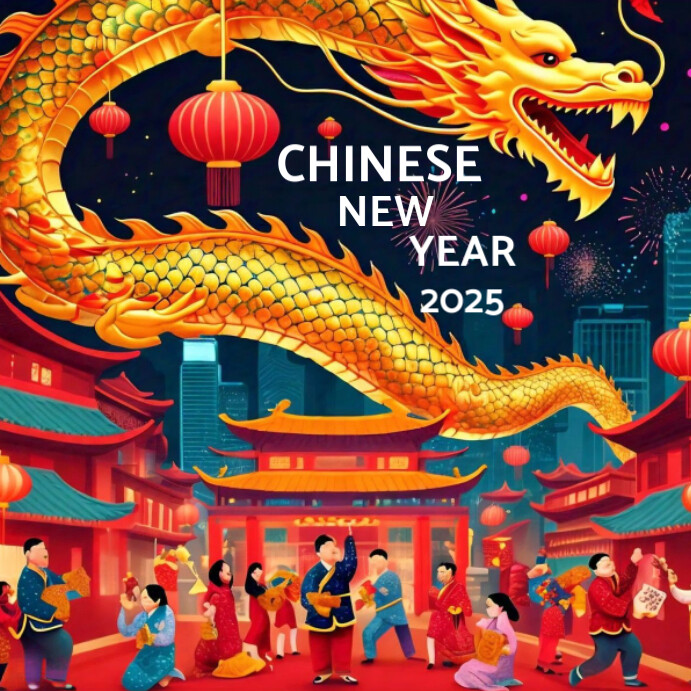 Plantilla de Red Maximalist Chinese New Year Instagram Post | PosterMyWall