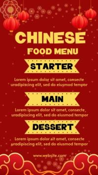 Red Maximalist Chinese New Year Menu Instagram Story template