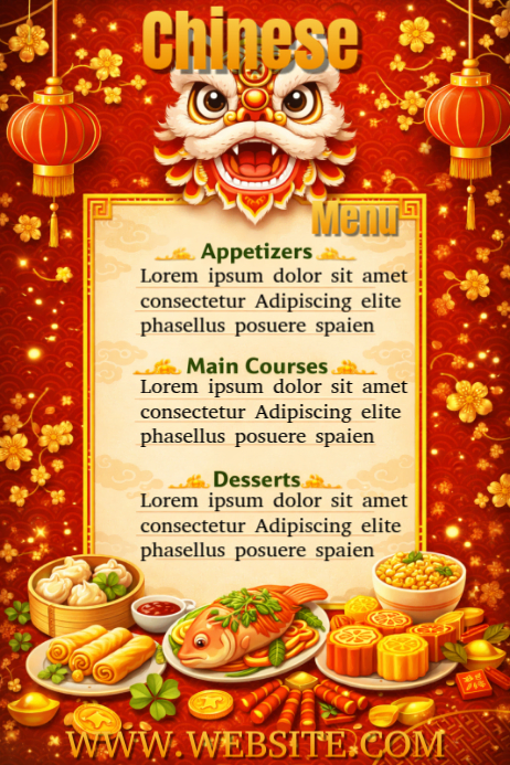 Red Chinese Menu Posters Template | PosterMyWall