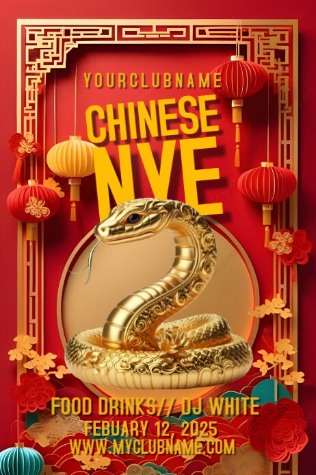 Red Maximalist Chinese New Year Poster Template | PosterMyWall