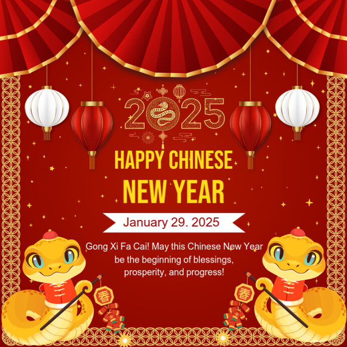 Red Maximalist Chinese New Year Square (1:1) template