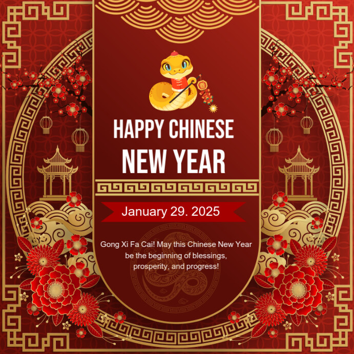 Red Maximalist Chinese New Year Square (1:1) template