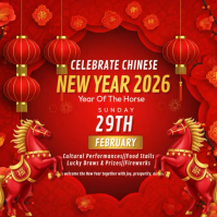 Red Maximalist Chinese New Year Square (1:1) template