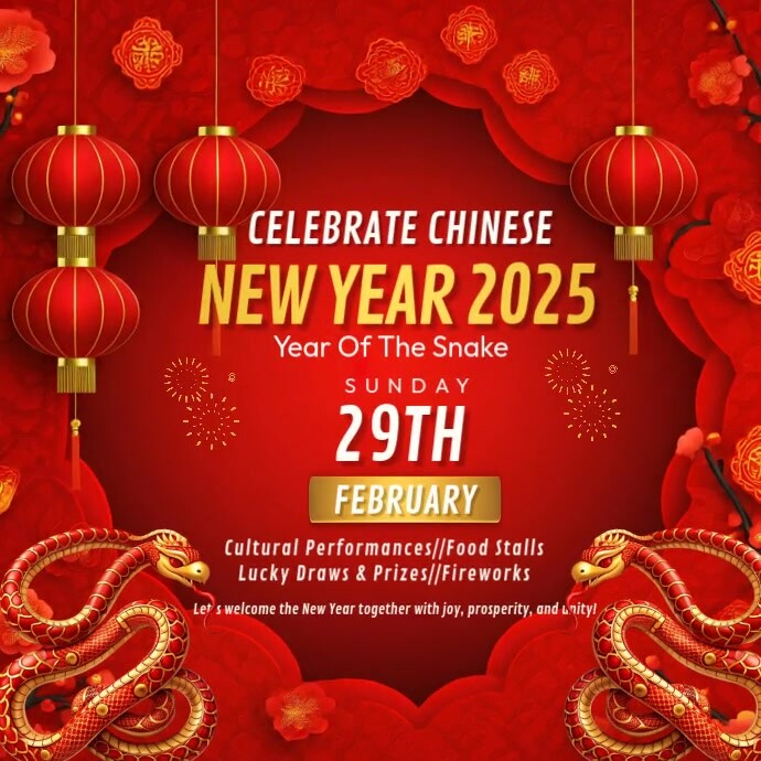 Red Maximalist Chinese New Year Square (1:1) template