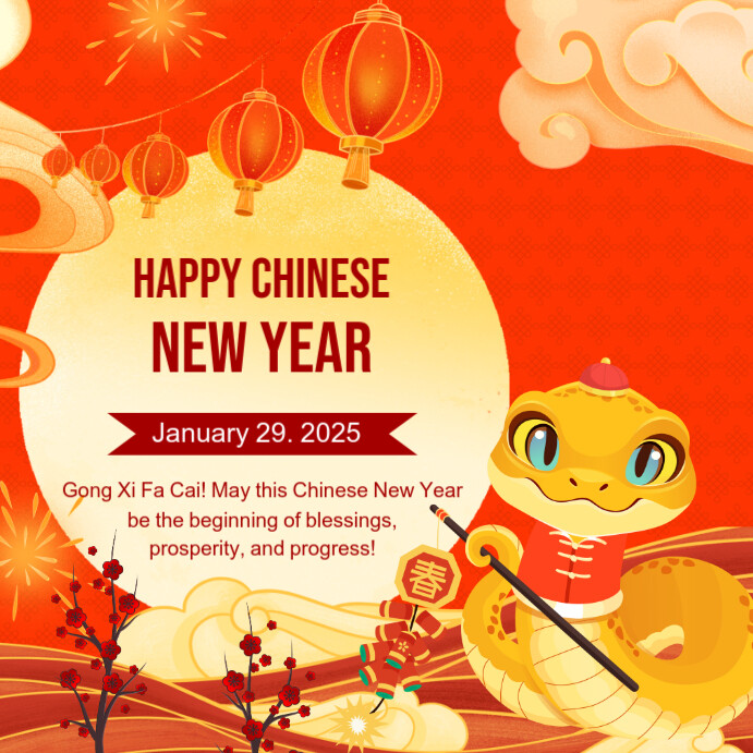 Red Maximalist Chinese New Year Square (1:1) template