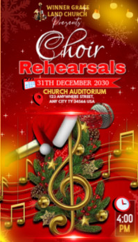 Red Maximalist Choirs Rehearsal Template Design Poster  Business Card Visitkort