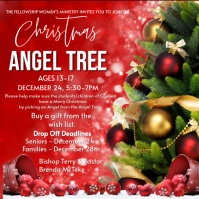 Red Maximalist Christmas Angel Tree Instagram Post template