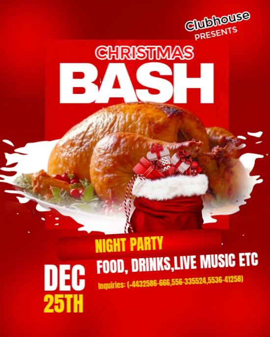 Red Maximalist Christmas Bash Instagram Portrait template