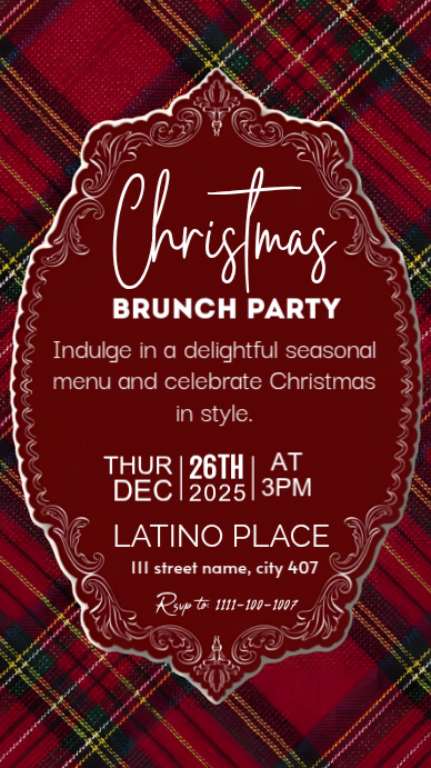 Red Maximalist Christmas Brunch Party Instagram Story Template ...