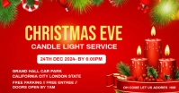 Red Maximalist Christmas Candle Light Service Invitation Template Facebook Ad