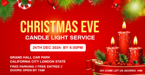 Red Maximalist Christmas Candle Light Service Invitation Template Facebook Ad