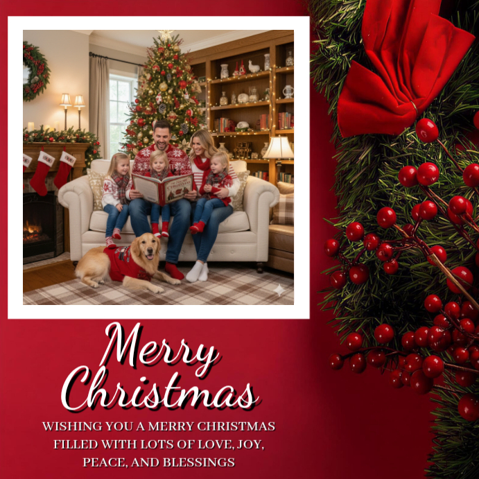 Red Maximalist Christmas Card Instagram Post Template | PosterMyWall