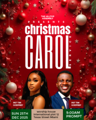 Red Maximalist Christmas Carol Instagram Portrait Template | PosterMyWall