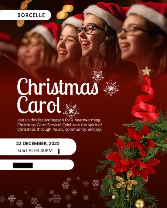 Red Maximalist Christmas Carol Instagram Portrait Template | PosterMyWall