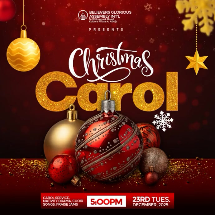 Red Maximalist Christmas Carol Night Instagram Post Template | PosterMyWall