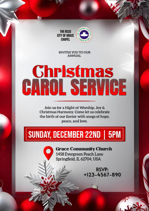 Red Maximalist Christmas Carol Service A4 Template | PosterMyWall