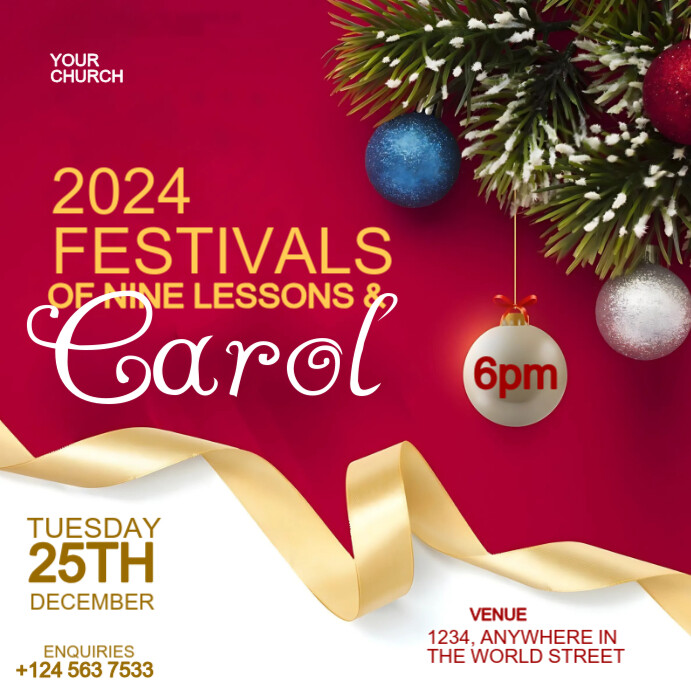 Red Maximalist Christmas Carol Service Instagram Post Template ...