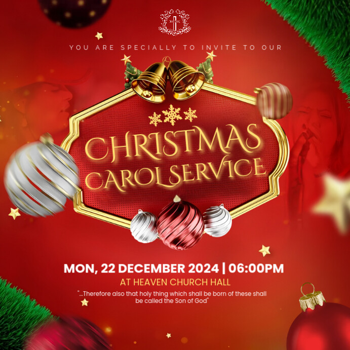 Red Maximalist Christmas Carol Service Instagram Post Template ...
