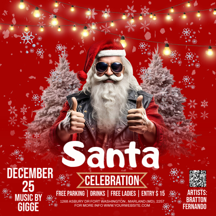 Red Maximalist Christmas Celebration Instagram Post Template | PosterMyWall