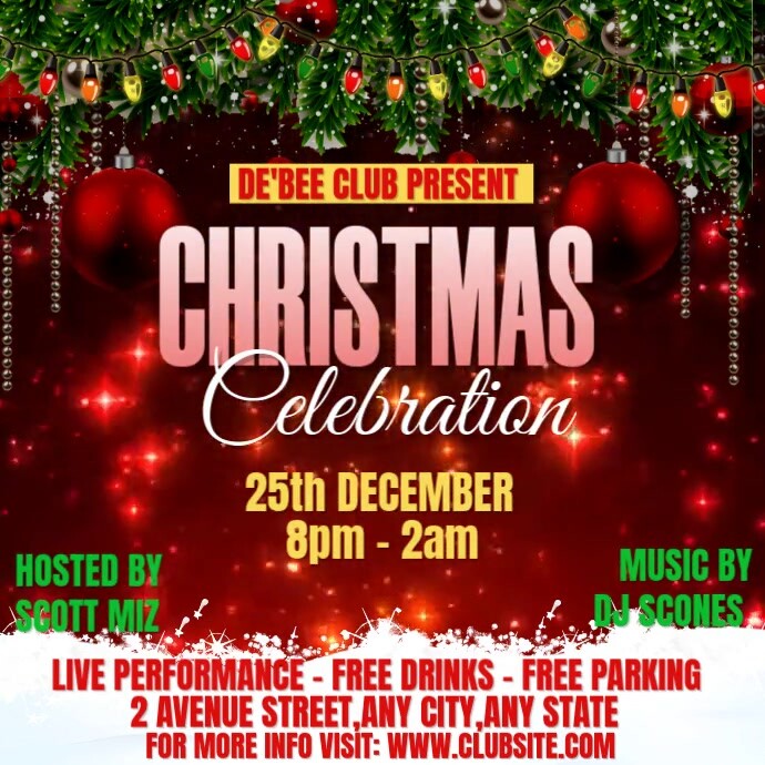 Red Maximalist Christmas Celebration Party Instagram Post Template ...
