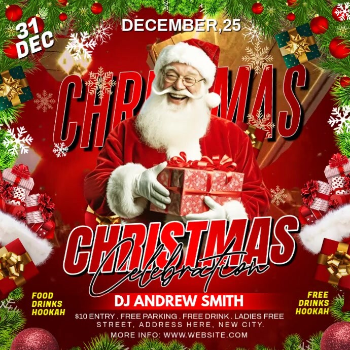 Copy of Red Maximalist Christmas Celebration Poster Instagram Post ...