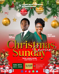 Red Maximalist Christmas Church Service Video  Instagram Portrait template