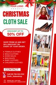 Red Maximalist Christmas Cloth Sale Template Design Poster