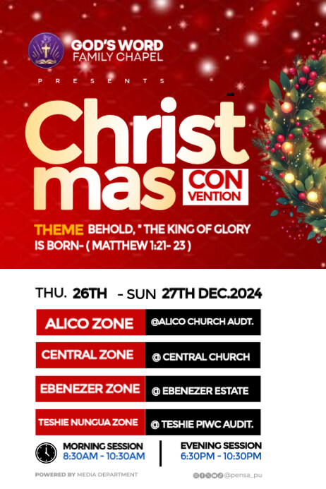 Red Maximalist Christmas Convention Church  Poster Plakkaat template