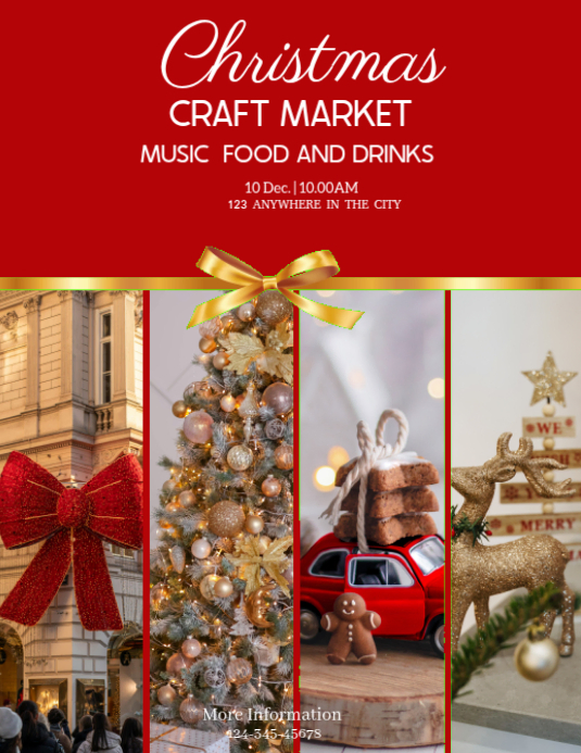 Red Maximalist Christmas Craft Market Templates Flyer (us Letter ...