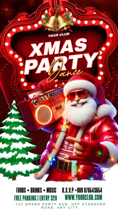 Plantilla de Red Maximalist Christmas Dance Party Instagram Story ...