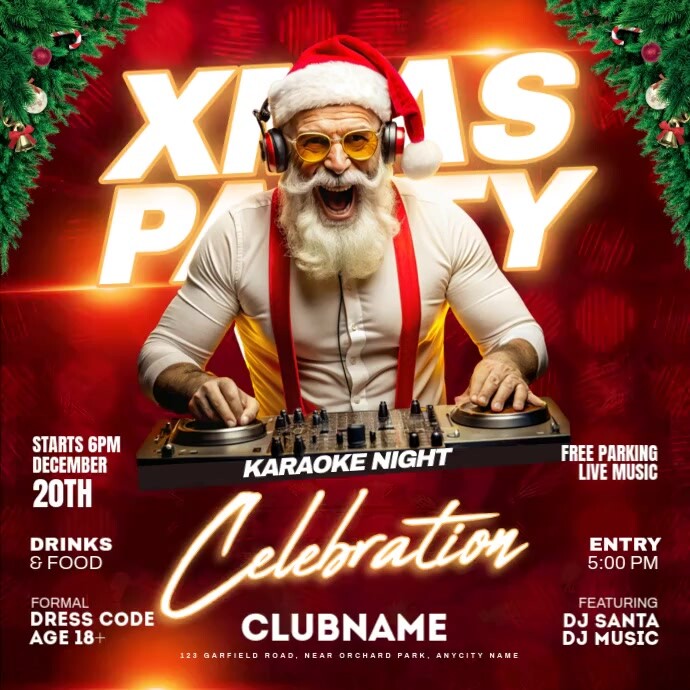 Copy of Red Maximalist Christmas Dance Party Instagram Post | PosterMyWall