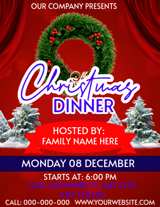 Red Maximalist Christmas Dinner Flyer (us Letter) Template | PosterMyWall