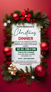 Red Maximalist Christmas Dinner  Instagram Story template